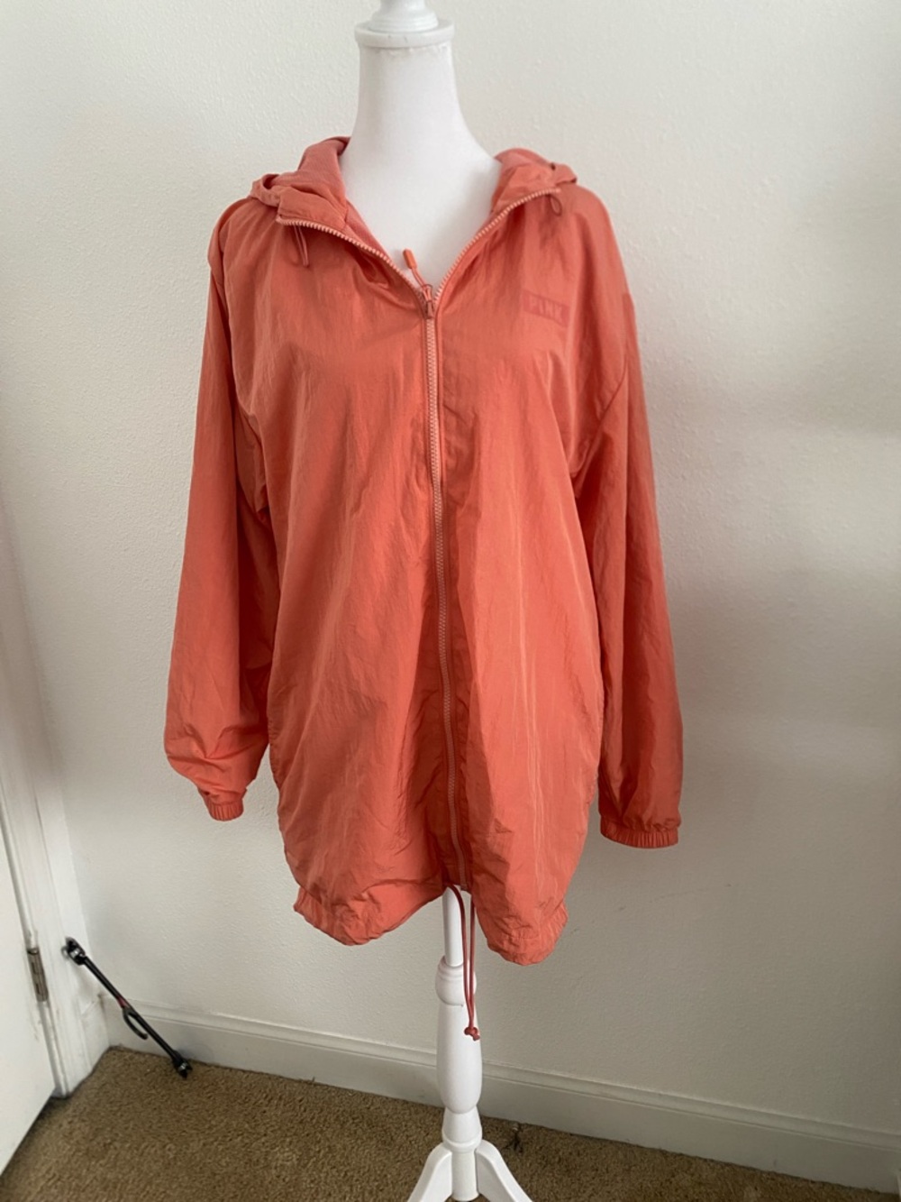 PINK Victoria's Secret Coral Zip-Up Hooded Windbreaker